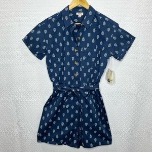 Ana By Approach Blue Jumpsuit Romper, Flower Print, Size Small